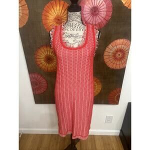 Ann Taylor 100% Cotton Knit Sleeveless Fringe Dress Classic Chic Timeless Sz S